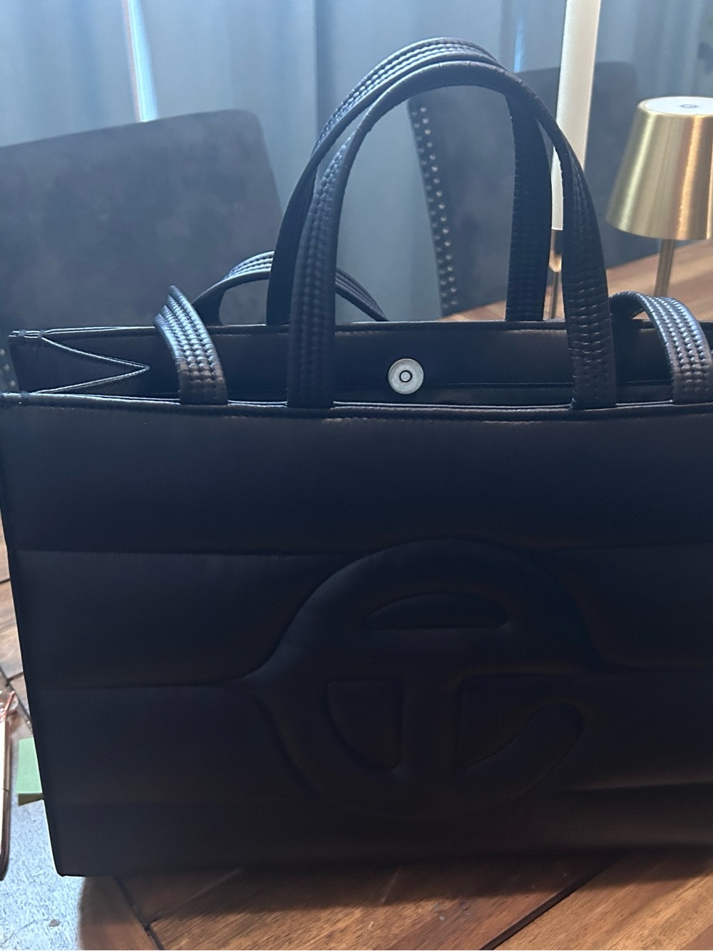 Telfar Black Quilted Logo Tote